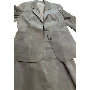 Princeton Custom Tailors Gray Faux Suede Skirt Suit Vintage Hong Kong Tailored